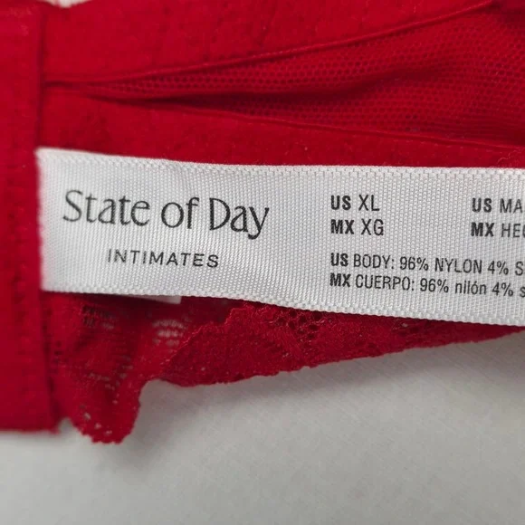State of Day Intimates Women Lace Bralette Triangle Bra Red XL Coquette Soft NWT - Picture 4 of 4